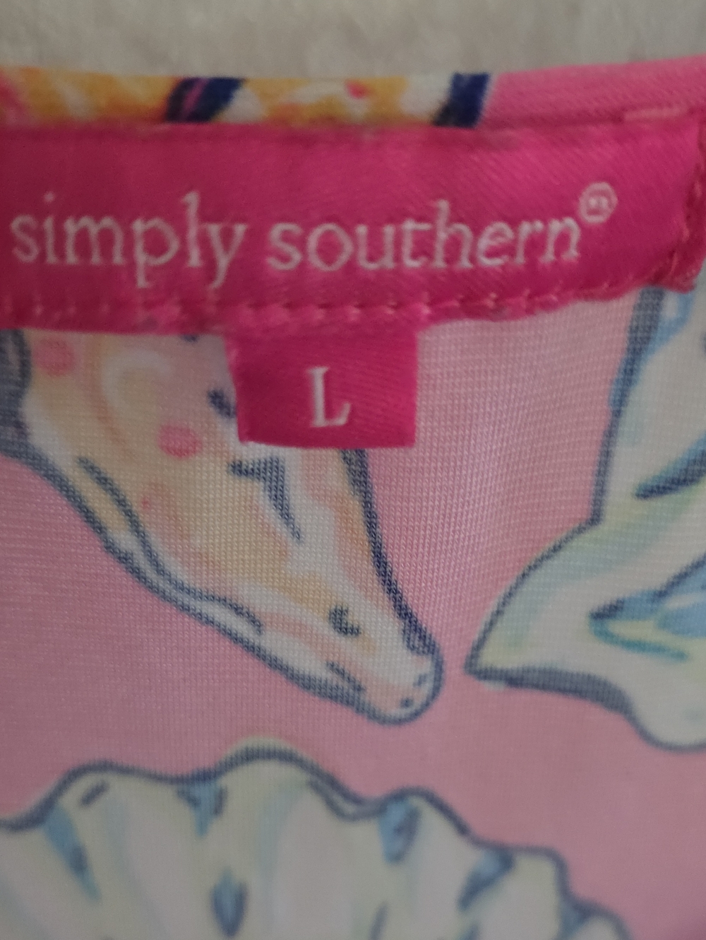 Simply Southern Pink Seashell Pattern Dress With Pockets